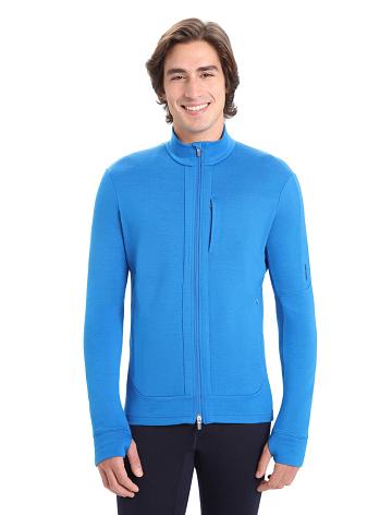 Bluzy Z Kapturem Icebreaker Merino Quantum III Long Sleeve Zip Męskie Niebieskie | PL 1685XYUF